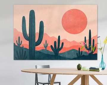 Stilisierte Wüste mit großer Sonne von Imperial Art House