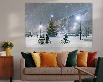 Snow in Rotterdam at Central Station 1 by Contrast+ Fotografie