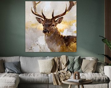 The Golden Stag - Stag 1 van Johannas Art Creations
