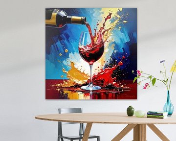 Red wine in the intoxication of the moment - The sensual act of pouring between liquid gold, depth and elegance by AidasignArt