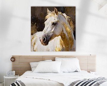 The Golden Stallion - Wilde Mustang 2 van Johannas Art Creations