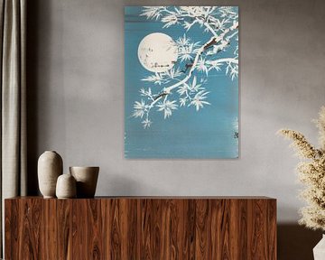 Japandi Bamboo durch einen hellen Mond - Blue Minimalism von Studio Pieternel