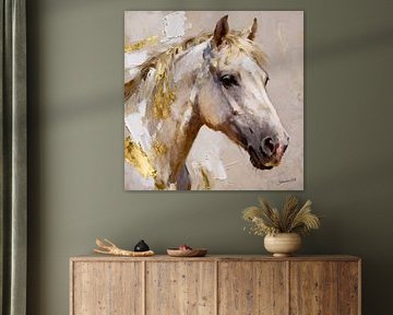 Golden Spirit - Wilde Mustang 4 van Johannas Art Creations