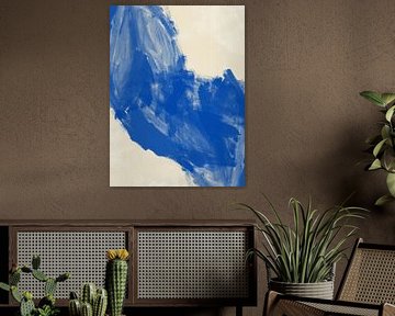 Abstrakte Malerei in Blau und Weiß