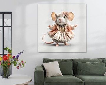 süße kleine Maus als Tänzerin verkleidet Kinderzimmerdekoration