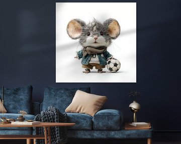 niedliche Maus als Fußballspieler verkleidet Kinderzimmerdekoration
