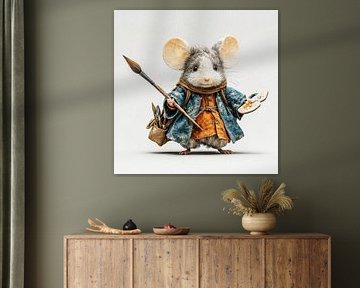 niedliche Maus als Maler verkleidet Kinderzimmerdekoration