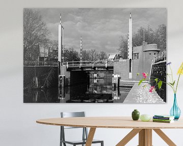 Le Vaartscherijnbrug à Utrecht en hiver (noir et blanc)