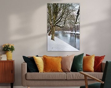 Le Singel d'Utrecht ou canal de la ville dans la neige