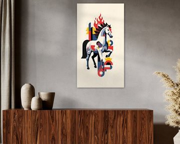 Feuer Pferd 2026 Chinesisches Tierkreiszeichen Moderne Kunst Illustration