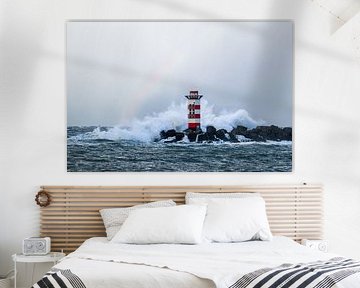 Storm light at IJmuiden's North Pier by Leon Brouwer