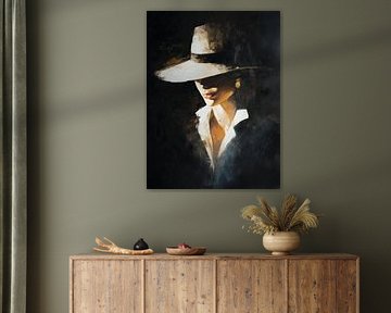 Portrait sombre d'une femme avec un chapeau sur Lauren Wilde