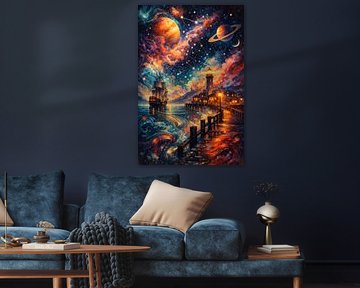 Phare cosmique au-dessus de la mer céleste sur Dodik Hariyono