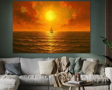 Grand soleil sur une mer calme sur Art & Soul Creations