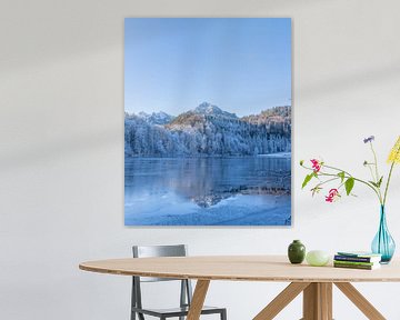 Frosty Mountains mirroring in the Alatsee in Bavaria Allgaeu Germany with great sunny Winter Vibes von Sebastian Czech