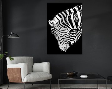 un zèbre monochrome mixed media