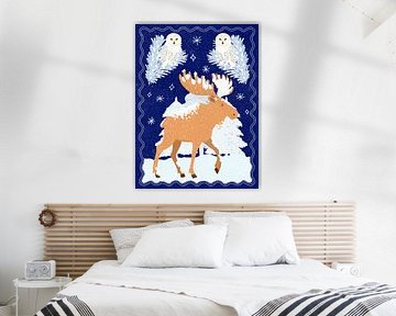 Folk Winter Elch von Aliya Putrus