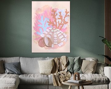 Roze zeeschelpen van Aliya Putrus