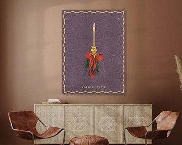 Kerze mit Schleife und Fichtenzweigen von NKTN