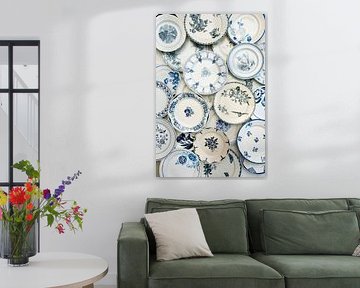 Mix of blue and white old french plates by Blond Beeld