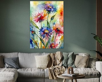 Cornflower Watercolor Floral Art