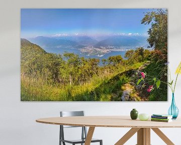 Blick auf den Lago Maggiore und das Nordufer mit Ascona und Locarno vom Panoramapunkt Monte Gambarog von Rene van der Meer