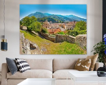 From the Castel Grande view of the Collegiata dei Sante Pietro e Stefano church and the Montebello a