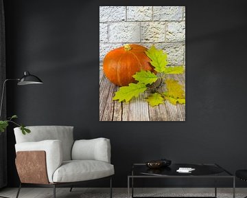 Stilleven met pompoen en eikenbladeren van Katrin May