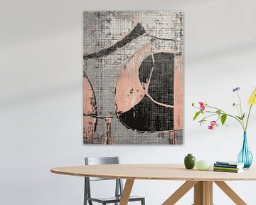 Design abstrait moderne. Textures en noir, gris et rose saumon sur Studio Pieternel