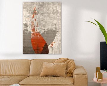 Modernes abstraktes Design. Strukturen in warmem Orange und Taupe von Studio Pieternel