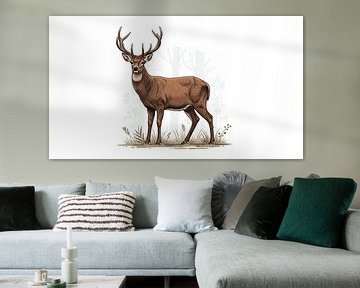 Majestätischer Hirsch im Wald Illustration