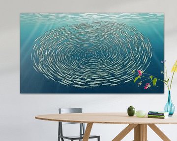 Fischschwarm Spirale Unterwasser Illustration