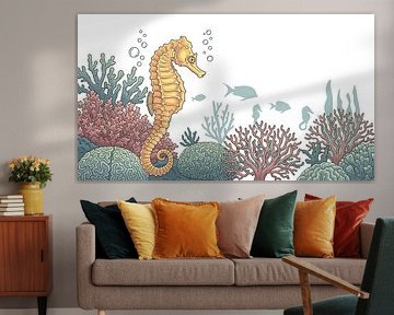 Golden Seahorse in Oceanic Coral Garden by Syapaat syapaat