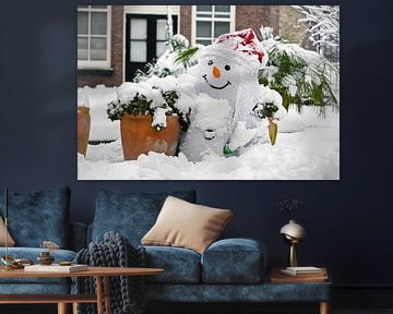 Bonhomme de neige joyeux sur Chi