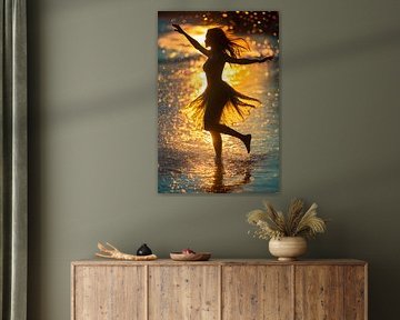 Woman, dancing on the beach