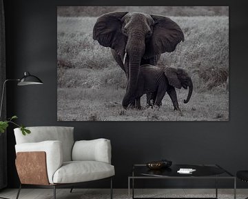 Elefantenmutter und Kind vintage von Beeldpracht by Maaike