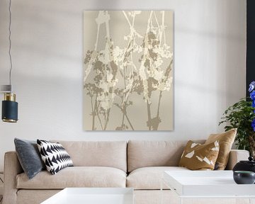 Minimalistische botanische kunst in zachte neutrale kleuren van Dina Dankers