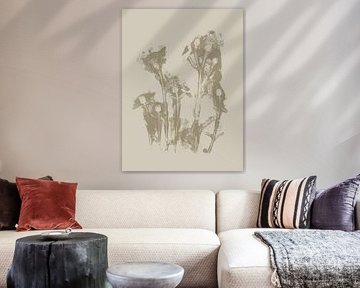 Minimalistische botanische Kunst in Beige und Taupe