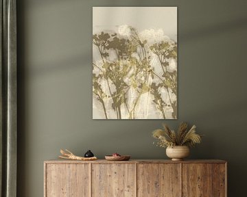 Modern Botanical Art with Beige and Sand Flowers by Dina Dankers