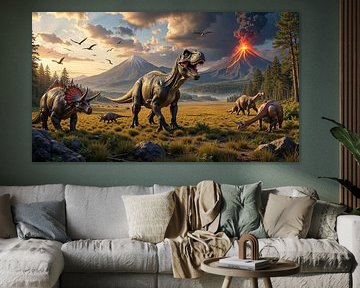 VULKARYON - A Tyrannosaurus Rex and other dinosaurs experience a volcanic eruption