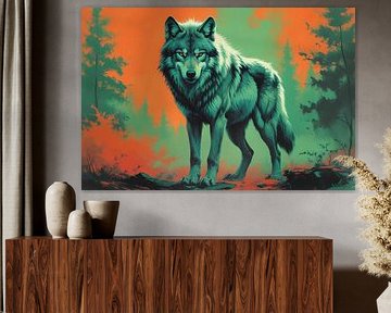 Wolf with orange glow by Art & Soul Creations