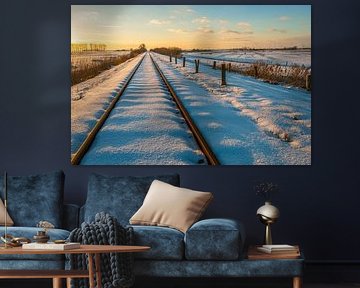 Eisenbahnschienen im Schnee