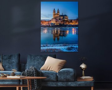 A winter evening on the Elbe in Magdeburg by t.ART