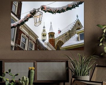 Belle scène hivernale dans le centre historique de Gouda sur Chi