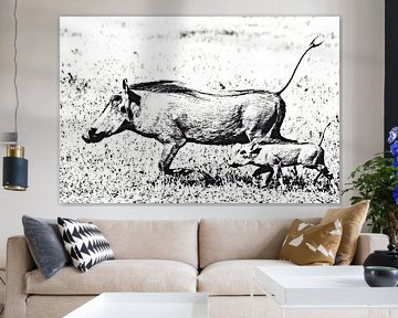 Wrattenzwijn moeder en haar big gemengde techniek