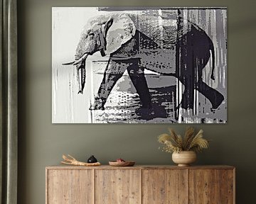 an Elephant monochrome mixed media by Werner Lehmann