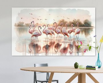 Gelassener Flamingo-Sonnenaufgang von Chromatic Fusion Studio