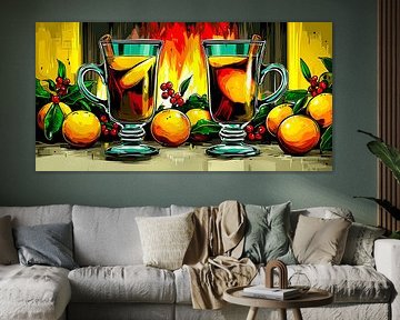 Winterborrel bij de open haard