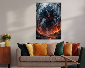 INFERMOR: A colossal demon in a burning forest by INFERAURUM