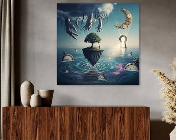 Where Reality Sleeps - Modern Surrealisme Muurkunst van Aden Pink Galerry